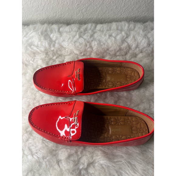 Kate Spade Cow Leather Slip on Loafer Shoes Women Size 9B Blood Orange - Picture 4 of 12